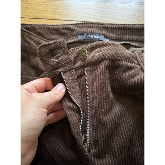 Forever 21 Corduroy Pants Women Size Medium Flared Leg Chocolate Boho Hippie NWT - Picture 7 of 16